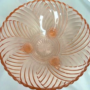 1940’s Vtg Anchor Hocking Prismatic Swirl Pink Depression Glass 3-Footed…